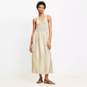 Loft crochet halter midi dress. Size 6.  color "polished stone"